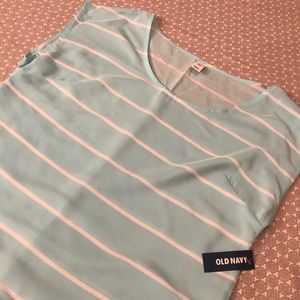 NWT Old Navy Aqua & White Striped Blouse
